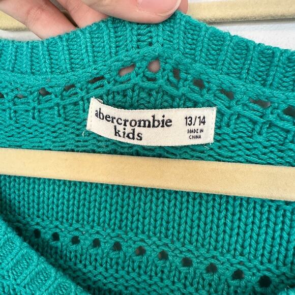 Abercrombie Kids Girls Pullover Sweater Size 13/14 Open Knit Crochet Preppy - Picture 4 of 7